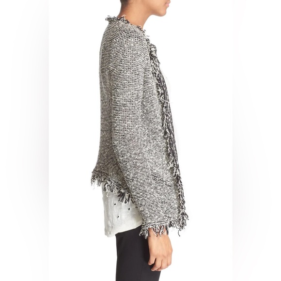 IRO Azure Striped Stretch Tweed Jacket in Black/Ecru - Picture 2 of 12